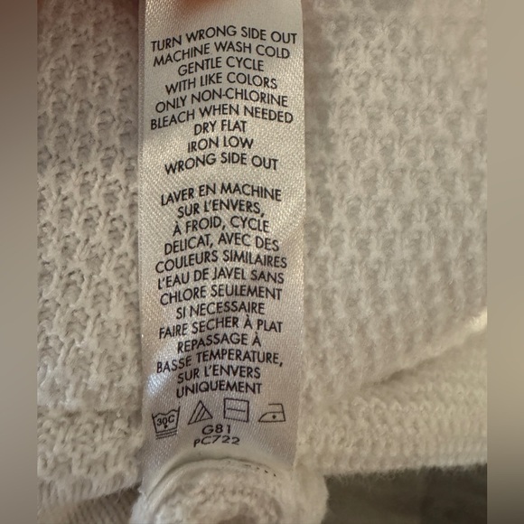 Calvin Klein Beige and White Crewneck Hooded Waffle Sweater - Picture 4 of 5